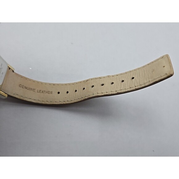 Timex Indiglo Womens Tank Cuff Watch MOP Dial Gold Tone Quartz New Battery Tan - Picture 11 of 12